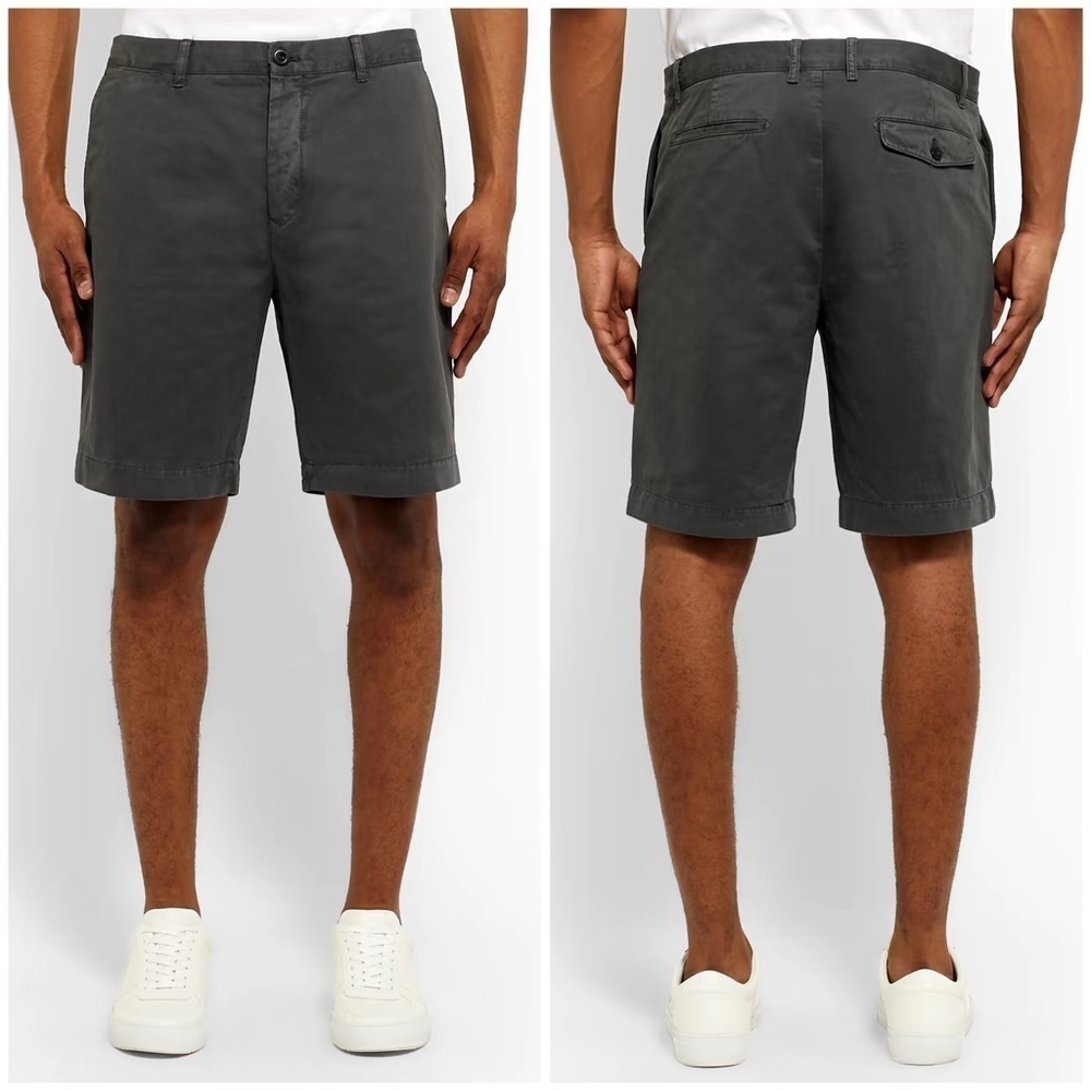 MR P. Straight-Leg Garment-Dyed Cotton-Twill Bermuda Shorts Off Black Sz 30 NWT